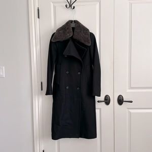 All Saints Long Navy Wool Este Coat w removable collar (US 6 / EU 38)